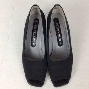 Peter Kaiser Black Peep-Toe Heels (Size 8)